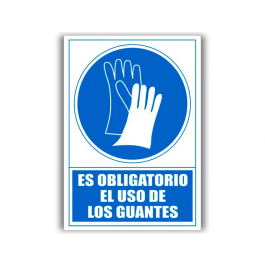 Archivo 2000 Señal Obligatorio Uso De Guantes 210x297 Pvc Azul Y Blanco