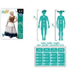 Disfraz de Edad Media Vestido Mesonera Blanco Infantil para Niña 3-4 Años - Disfraz Largo con Delantal de Poliéster