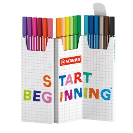 Stabilo 6818-8 Estuche Cartón Zig-Zag Rotuladores Punta Fibra Media 1mm, 18 Colores Surtidos