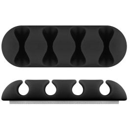 MicroConnect CABLEMANA-16 Sujetacables Adhesivo 4 Ranuras, 2 Unidades, Negro