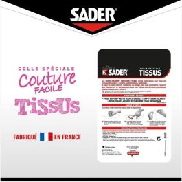 SADER 30242290 Pegamento Textil a Base de Látex Natural para Dobladillos y Costura - Incoloro, Resistente al Lavado - 40ml