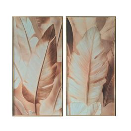 DKD Home Decor Cuadro de Pared Glam Aluminio MDF Dorado Marrón 80x160cm con Hojas de Palmera (2 Unidades) Precio: 218.88999946. SKU: B1K453S9J7