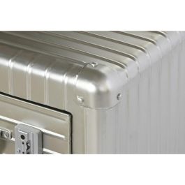 DKD Home Decor Mesita de Noche Vintage Plateada 39x63x46 cm de Metal y MDF con 2 Cajones Desmontable