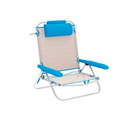 Marbueno Silla Plegable 5 Posiciones Aluminio con Cojin Beige/Azul Playa y Piscina 61X68X82 cm 10172 Precio: 79.9499998. SKU: B1576WY4D2