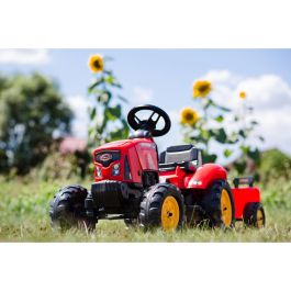 Falk Tractor de pedal Supercharger rojo con capó de apertura y remolque, juguete infantil para 2-5 años Falk Tractor de pedal Supercharger rojo con capó de apertura y remolque, juguete infantil para 2-5 años