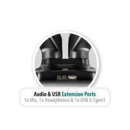 Ewent EW1516 Soporte Dual Ergonómico de Escritorio con Resorte de Gas para 2 Monitores hasta 32 Pulgadas, VESA, USB 3.1, Negro