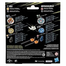 Hasbro HASG1898ES0 Beyblade X Jurassic World T. Rex vs. Mosasaurus - Set 2 Peonzas Takara Tomy y 2 Lanzadores, 8+ Años