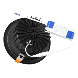 Foco Downlight Circular LED 20W 2.000Lm 6000ºK Anti-Deslumbrante UGR19 40.000H Negro Foco Downlight Circular LED 20W 2.000Lm 6000ºK Anti-Deslumbrante UGR19 40.000H Negro