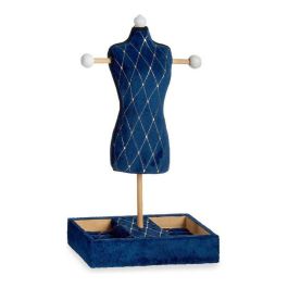 Giftdecor Maniquí Portajoyas de Terciopelo Azul con Detalles en Rombos, 12x40x24 cm (6 Unidades)