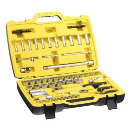 Stanley SET 81 PIEZAS de Vasos 1/4'' y 1/2'' FATMAX con Carraca de 120 Dientes, Extensiones y Puntas