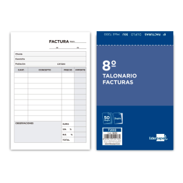 Liderpapel Talonario Facturas T200 Original y Copia 8º con IVA