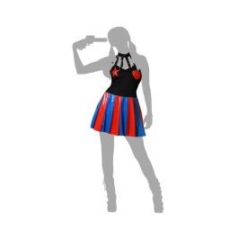 Disfraz Arlequín Bufón Vestido Negro Volantes Mujer Adulta Talla XS-S para Halloween Carnaval y Fiestas de Circo