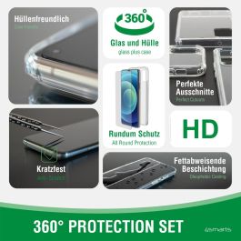 4smarts Funda Rígida con Protector de Pantalla 360 Starter X-Pro Full Cover Glas + UltiMag para iPhone 14 Transparente