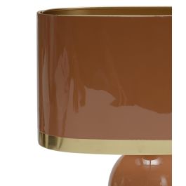 DKD Home Decor Lámpara de Sobremesa Moderna Rosa Dorado de Hierro con Plafón Metálico para Bombilla E27 21x52x37cm