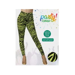 Leggings Amarillo Rayas Fluor Adulto para Fiestas Temáticas y Disfraces