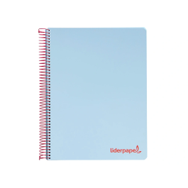 Liderpapel Cuaderno espiral A5 Micro Wonder tapa plástico 120h 90gr cuadro 5mm 5 bandas 6 taladros color celeste