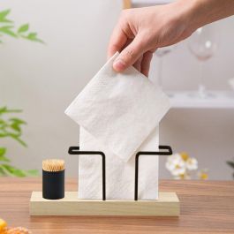 Inde Soporte de Madera para Servilletas con Palillero - Organizador de Mesa 19,9 cm Largo x 5,5 cm Ancho x 8 cm Alto (12 Unidades)