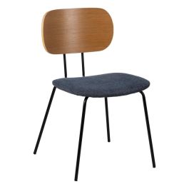 Silla Natural-Azul Tejido-Metal Salón 48 X 55 X 82,50 cm