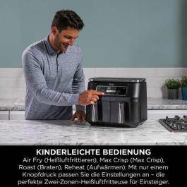 Ninja AF200EU Foodi 4 en 1 Doble Zona Freidora de Aire Caliente 7.6L 2400W Negro con 2 cestas