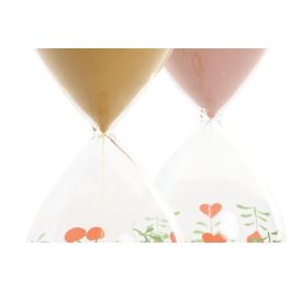 DKD Home Decor Reloj De Arena Shabby Amarillo Coral Cristal 8 x 20 x 8 cm