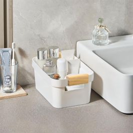 Inde Cesta Multiusos de Plástico con Asas de Madera, 26.8 cm x 17.3 cm x 12.6 cm (24 Unidades)