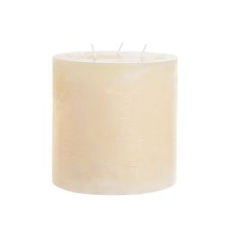 DKD Home Decor Vela para Ambiente Basicos de Cera Color Crema 12x12x12 cm, 1180 gramos, con 3 Mechas y Duración de 90 Horas