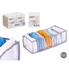 Organizador Kipit 7 compartimentos para ropa interior, 36x12x16 cm, gris, nylon (24 Unidades) Precio: 47.88999952. SKU: B1G4ANA3HQ