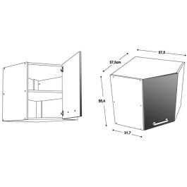Unidad de cocina de esquina alta START L 58 cm - Blanco brillante