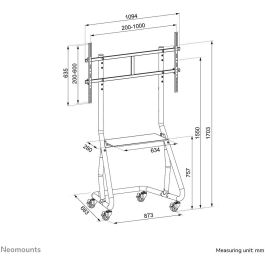 Neomounts NS-M3800BLACK Soporte de Suelo Móvil para TV de 60-100" (152-254 cm) hasta 100kg con Ruedas Negro