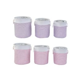 Cesta DKD Home Decor Lila Rosa 40 x 49 x 40 cm Set de 3 (2 Unidades)