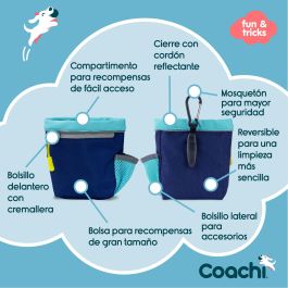 Coachi Train & Treat Bag para Adiestramiento y Paseo de Perros, con Enganche a Cinturón y Bolsillo, Azul Oscuro-Claro