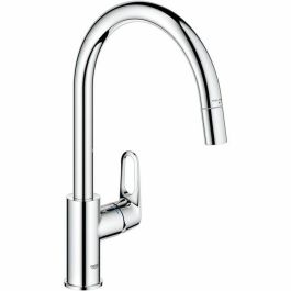 GROHE 30569000 Grifo de Cocina Start Flow Cromo, Caño Alto en C, Rotación 360°, Aireador Extraíble, Limitador de Caudal