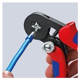 Knipex 97 53 14 - Alicates crimpadores autoajustables para punteras, mango azul/rojo, 180mm
