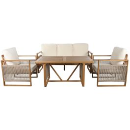 Sofa Terraza Y Jardin DKD Home Decor Marron Blanco 72 x 80 x 182 cm Set de 4