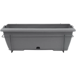 Garden Id 12228969 Macetero con Soporte Metálico y Bandeja Integrada Teramo Negro-anth 50 cm Efecto Piedra Reciclado/Reciclable