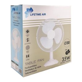 Lifetime Air Ventilador de Sobremesa 35W Ø30cm Blanco, con 3 Velocidades, Oscilación Automática y Cabezal Inclinable