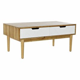 DKD Home Decor Mesa de Centro Moderna 2 Cajones Desmontable Abeto Marrón Blanco 105x55x46 cm