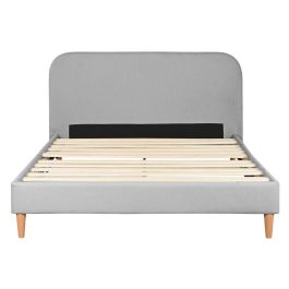 DKD Home Decor Cama Urban Gris Claro 219 x 104 x 170 cm para colchón de 150x200 - Poliéster y Madera