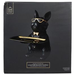 Home Deco Factory Vaciabolsillos Bulldog Negro Escultura Decorativa para Llaves y Monedas 18x18x22 cm