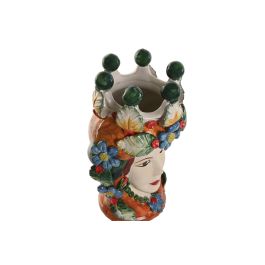 DKD Home Decor Macetero Mediterraneo Sicilia 2024 Verde Multicolor Porcelana 20 x 32 x 20 cm (2 Unidades)