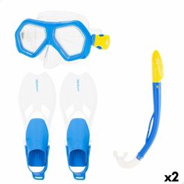 Gafas de Buceo con Tubo y Aletas AquaSport Azul Junior (2 Unidades)