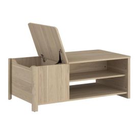 Parisot 0191TABA Mesa de centro rectangular BETTY, tablero de partículas con recubrimiento de papel, acabado roble, L110 H42 D60 cm