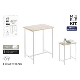 Moblekit Mesita Auxiliar Rectangular Madera y Metal Blanca 40 x 30 x 50 cm (4 Unidades)