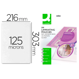 Q-connect Bolsa de plastificar 303x216 mm 125 mc DIN A4 Autoadhesivas Caja 25 Unidades