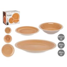 Set 18 Pzs Vajilla Gres Beige Borde Vessia 34X27CM Set 18 Pzs Vajilla Gres Beige Borde Vessia 34X27CM