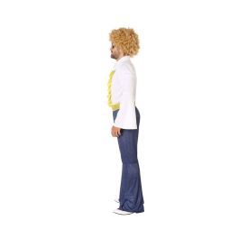 Disfraz de Fiesta Disco Años 70 Hombre Adulto XL - Camisa Blanca con Detalles Dorados, Pantalón Efecto Vaquero Campana y Cinturón Dorado Disfraz de Fiesta Disco Años 70 Hombre Adulto XL - Camisa Blanca con Detalles Dorados, Pantalón Efecto Vaquero Campana y Cinturón Dorado