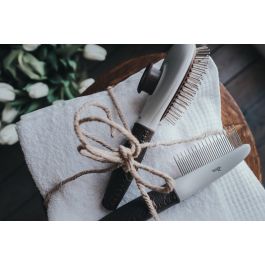 Hunter Peine de Cuidados para Perros y Gatos Pelo Medio/Largo - Púas Largas y Cortas Acero Inoxidable - Desenreda Nudos y Quita Subpelo