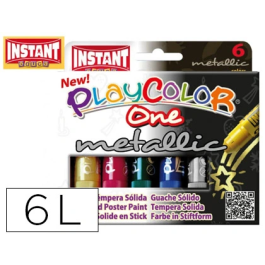 Playcolor One Barra 10 gr Estuche de 6 Temperas Sólidas Metálicas C-Surtidos