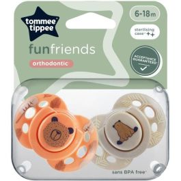 Chupete - TOMMEE TIPPEE - FUN - 6-18 meses - Set de 2 chupetes simétricos sin BPA - Cápsula de esterilización reutilizable