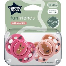 Chupete - TOMMEE TIPPEE - FUN - 18-36 meses - Set de 2 chupetes simétricos sin BPA - Cápsula de esterilización reutilizable